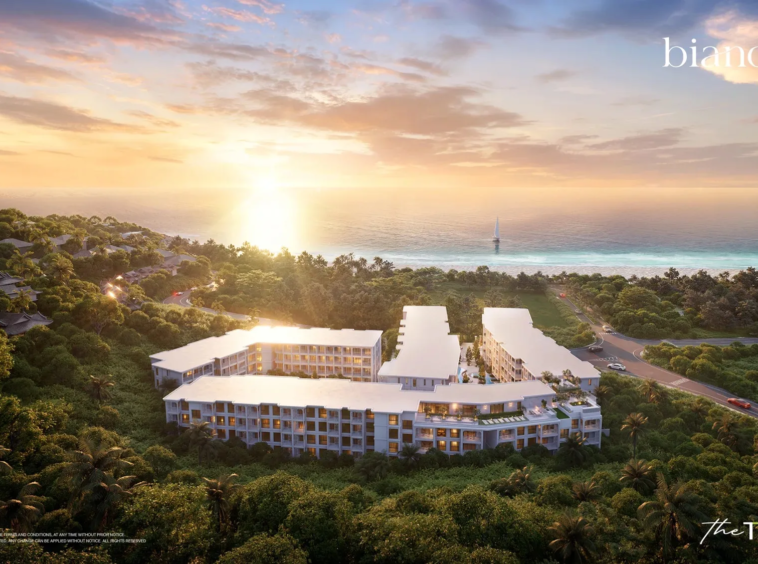Biancana Surin, Phuket: Aerial overall view towards the sea