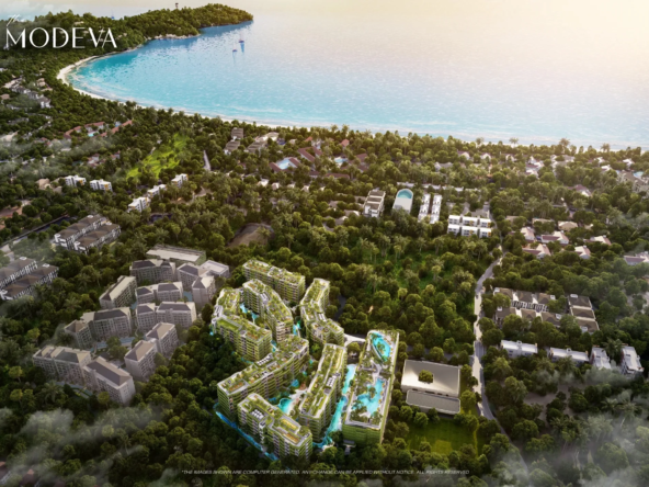 The Modeva, Phuket: Drone view towards Bang Tao bay