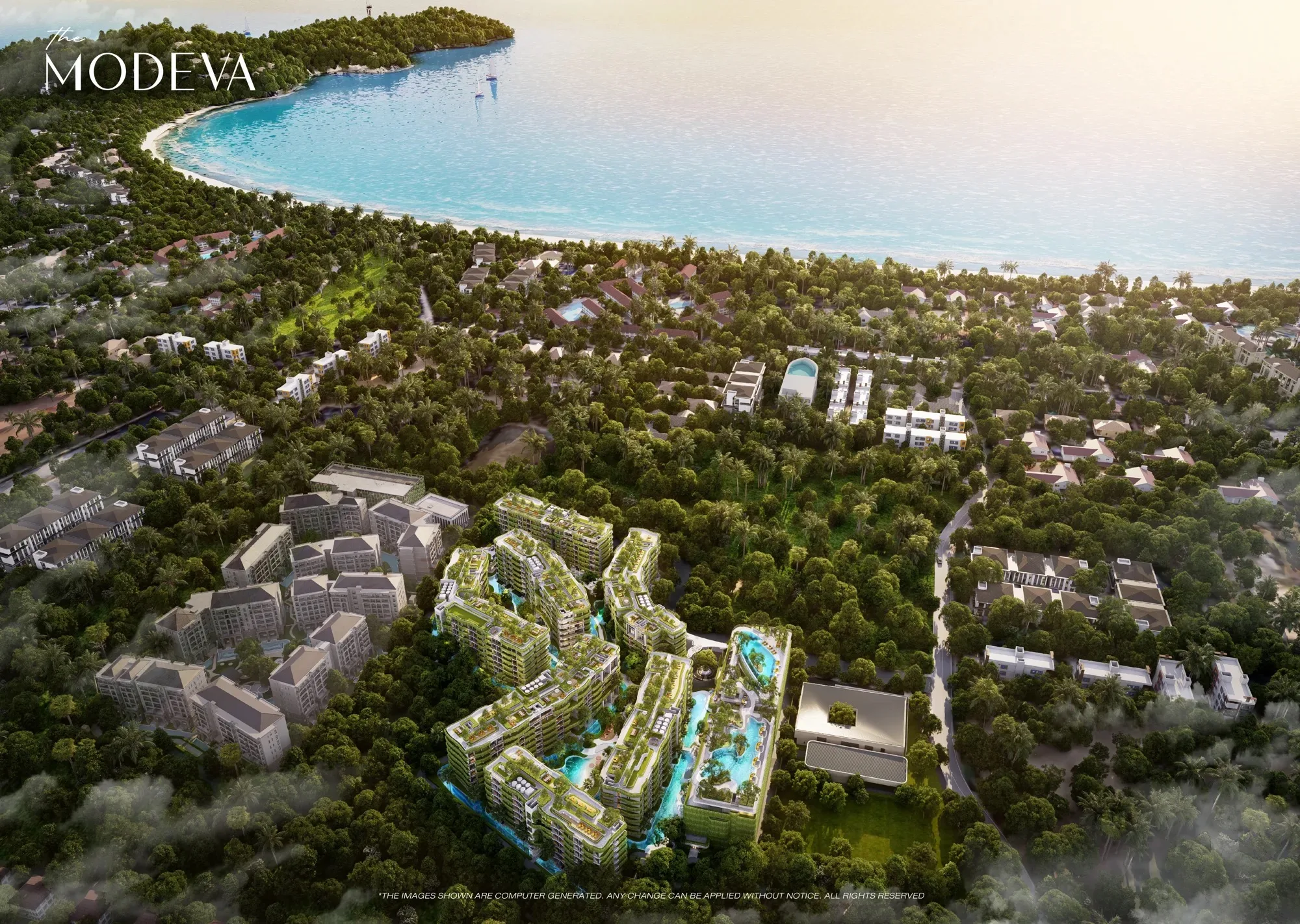 The Modeva, Phuket: Drone view towards Bang Tao bay