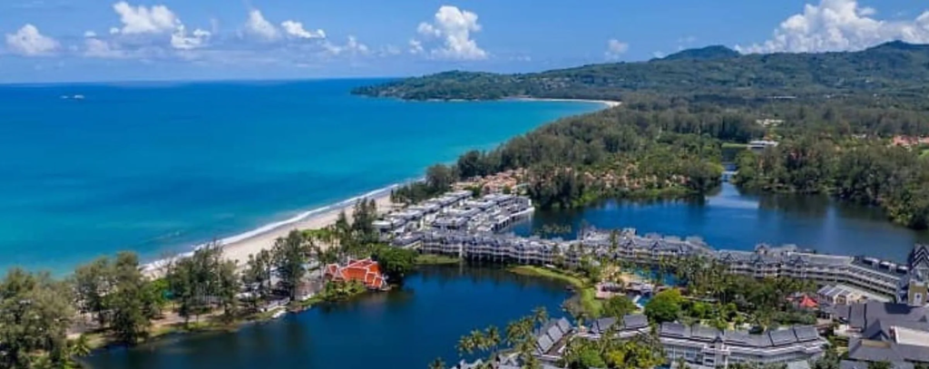 Aerial view of Bang Tao Beach and the Laguna lagoons, Phuket