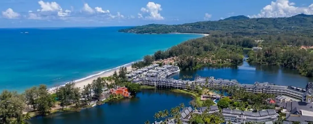 Aerial view of Bang Tao Beach and the Laguna lagoons, Phuket
